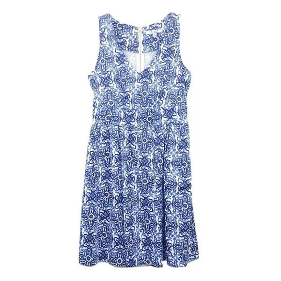 Milly | Dresses | Milly Blue Floral Sleeveless Fit Flare Dress | Poshmark
